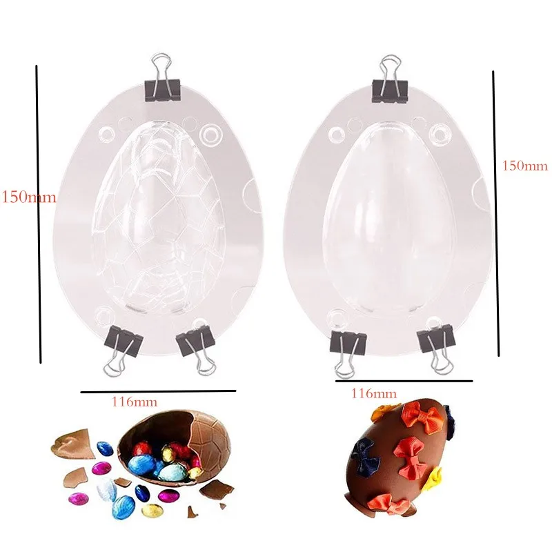 DIY Chocolate Mold 3D Polycarbonate Easter Egg Shape Cake Decoration Mould Candy Pudding Molds Baking Pastry Tools Accessories