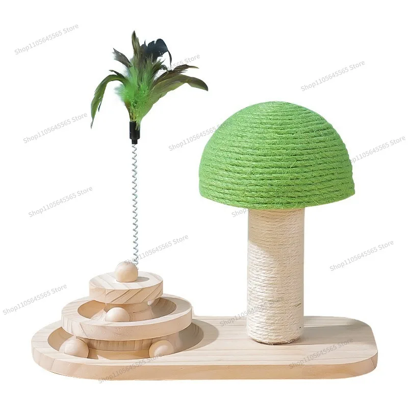 For  Cat Turntable Cat Scratching Board Sword Hemp Ball Solid Wood Turntable Durable Cat Stick Toy Pet Supplies