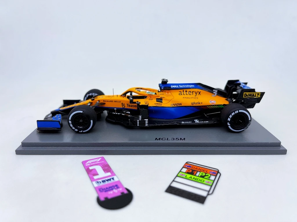 SPARK 1:43 F1 MCL35M 2021 Daniel Ricciardo Italien 1. Platz Simulation Limited Edition Harz Metall Statisches Auto Modell Spielzeug Geschenk