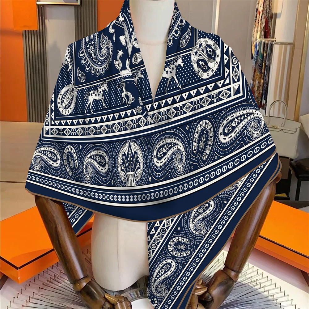 30% الحرير 70% الكشمير وشاح مصمم الفاخرة الباشمينا شالات للنساء ساحة اليد توالت حواف سرق بطانية كبيرة المعطف 135 سنتيمتر #2