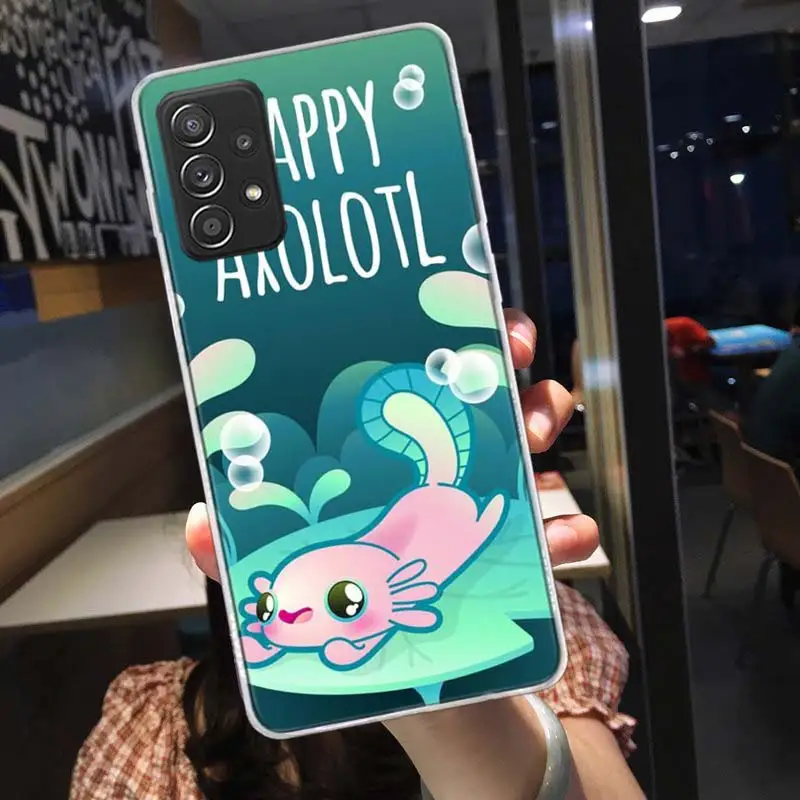 Kawaii Axolotl Pattern Phone Case For Galaxy Samsung A02S A03S A04S A05S A15 A25 A35 A55 A9 A8 A7 A6 J8 J6 J4 Plus S7 S10 Lit