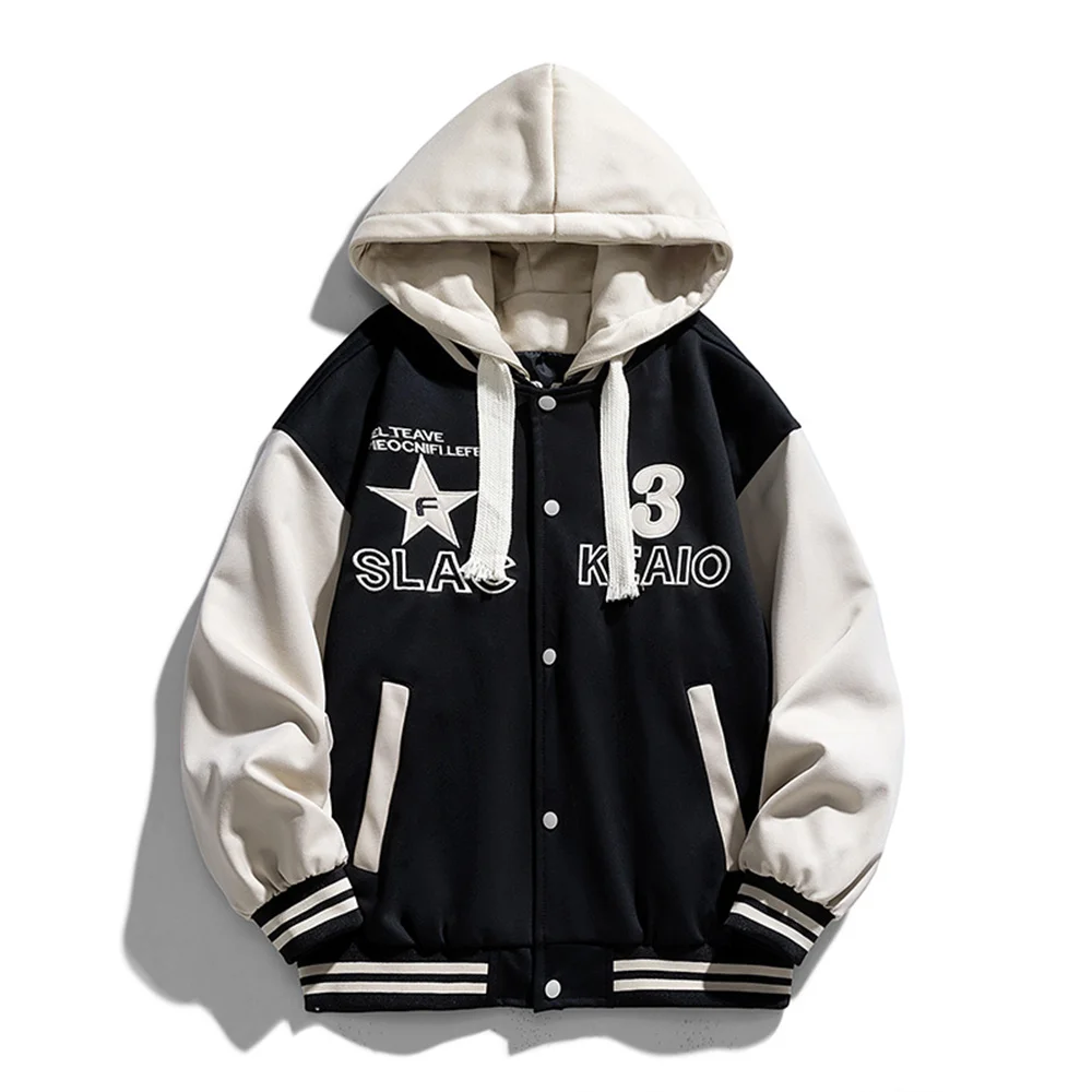 

Мужские бейсбольные куртки с капюшоном Harajuku High Street, осенняя корейская повседневная куртка с капюшоном, модная мужская одежда, пальто высокого качества
