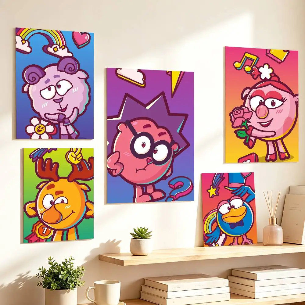 S-Smeshariki Cartoon Poster HD Self Adhesive Waterproof Wall Art Ideal for Home Office Dorm Gift
