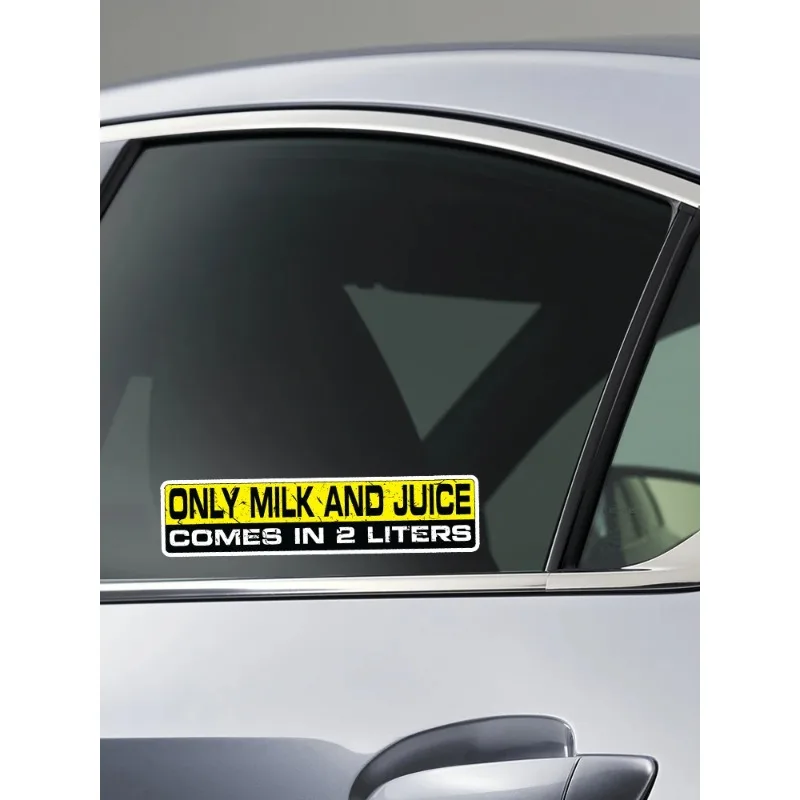 2 Pieces/Pack PVC Decal ONLY MILK AND JUICE COMES IN 2 LITERS Car Sticker Waterproof Auto Decors on Bumper Rear Window 15CM