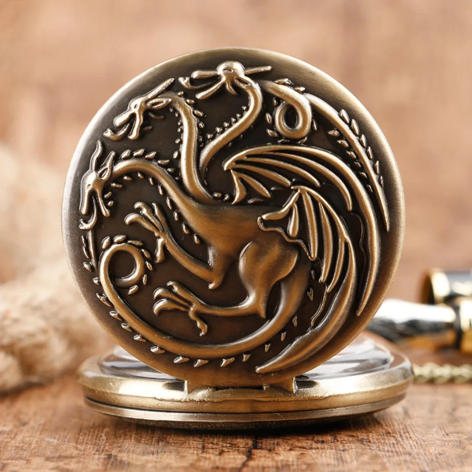 Three-headed Dragon Quartz Pocket Watch