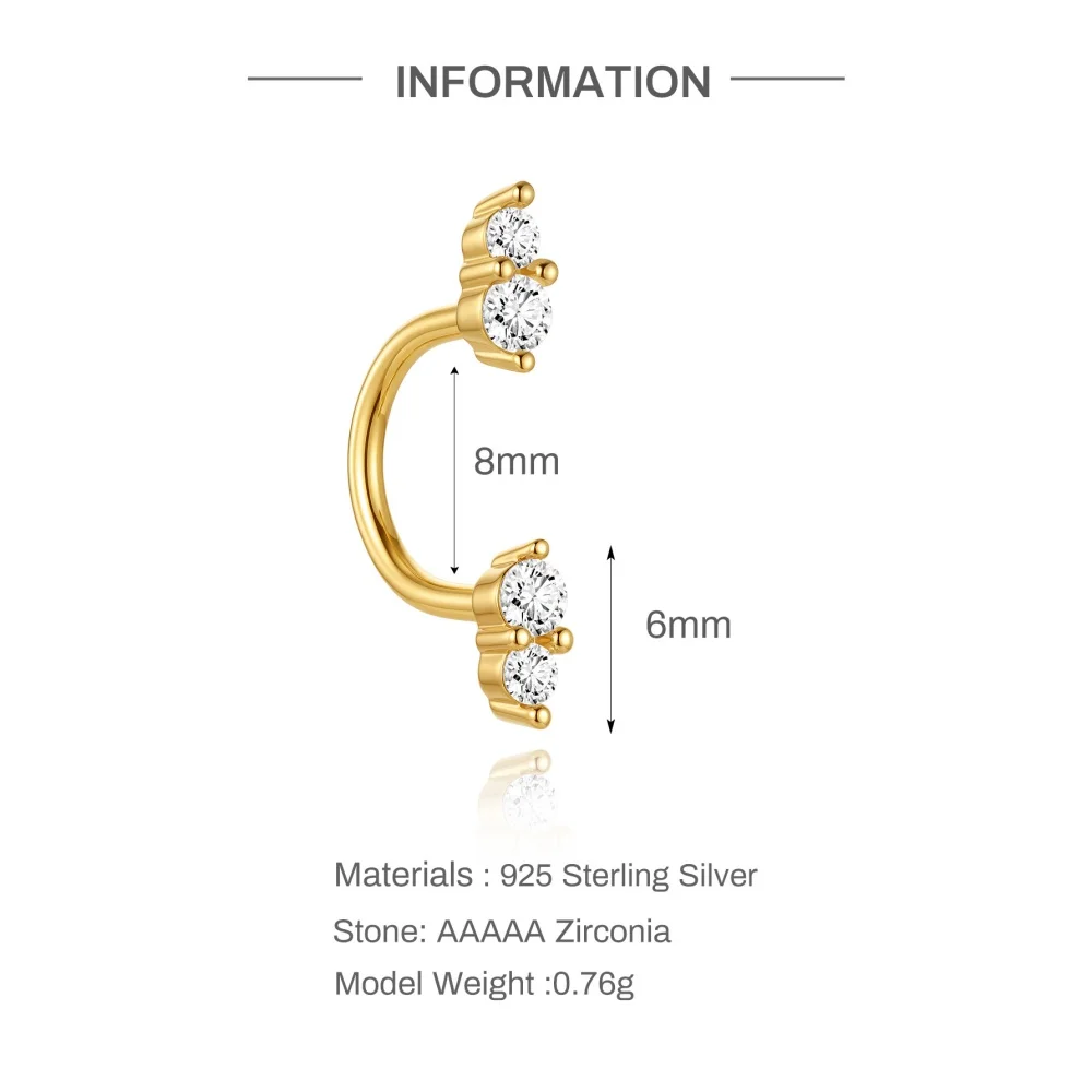 AIDE 925 Sterling Silber Pferdeaugen-Kronen U-förmige Ohrringe für Frauen Knorpelpiercing Ohrknochenring Nasenring Schmuck Geschenke – Detail 36