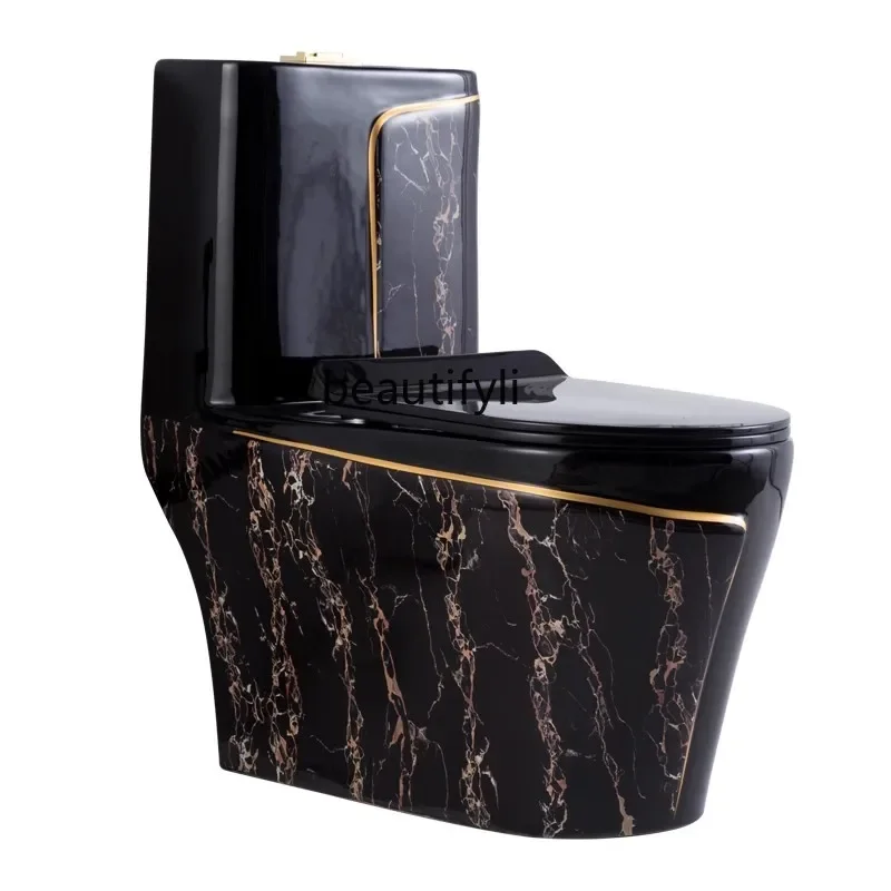 

Modern Light luxury European color toilet siphon flush toilet black personality creative toilet household