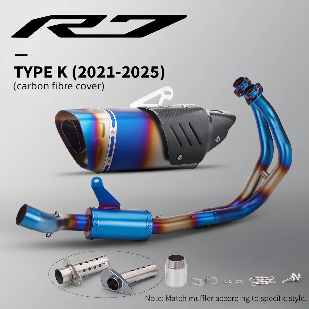 Uitlaatsysteemset van roestvrij staal voor R7 FZ07 XSR7 K10 2021-2025, geschikt voor motorfietsen, hoge prestaties, compleet.
