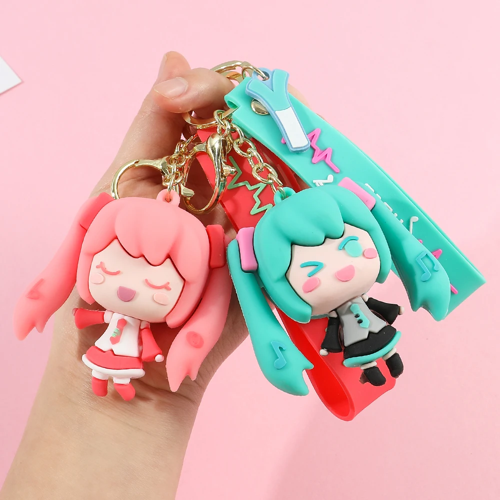 Hatsune Miku Keychain Anime Figure 6Cm Pvc Key Chain Ornaments Gifts Pendant Couplen Cute Doll Car Bag Keyring Birthday Gift