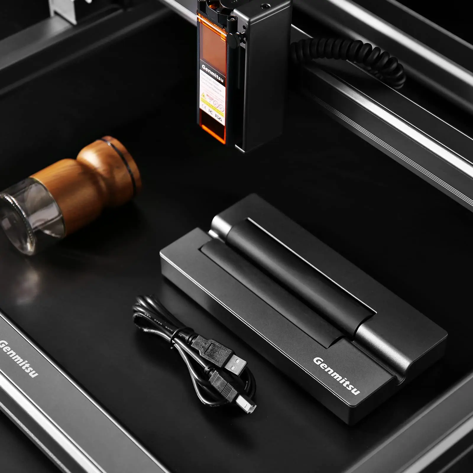 Genmitsu Jinsoku Laser Rotary for Laser Engraver Cutter, Laser Rotary Roller Attachment Engraving Module