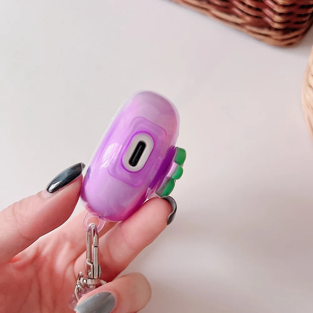 3D Flower Gradient Color Earphone Case For Lenovo HT38 Colorful Floral Girls Cover LivePods HT38 TWS Wireless Box With Keychain