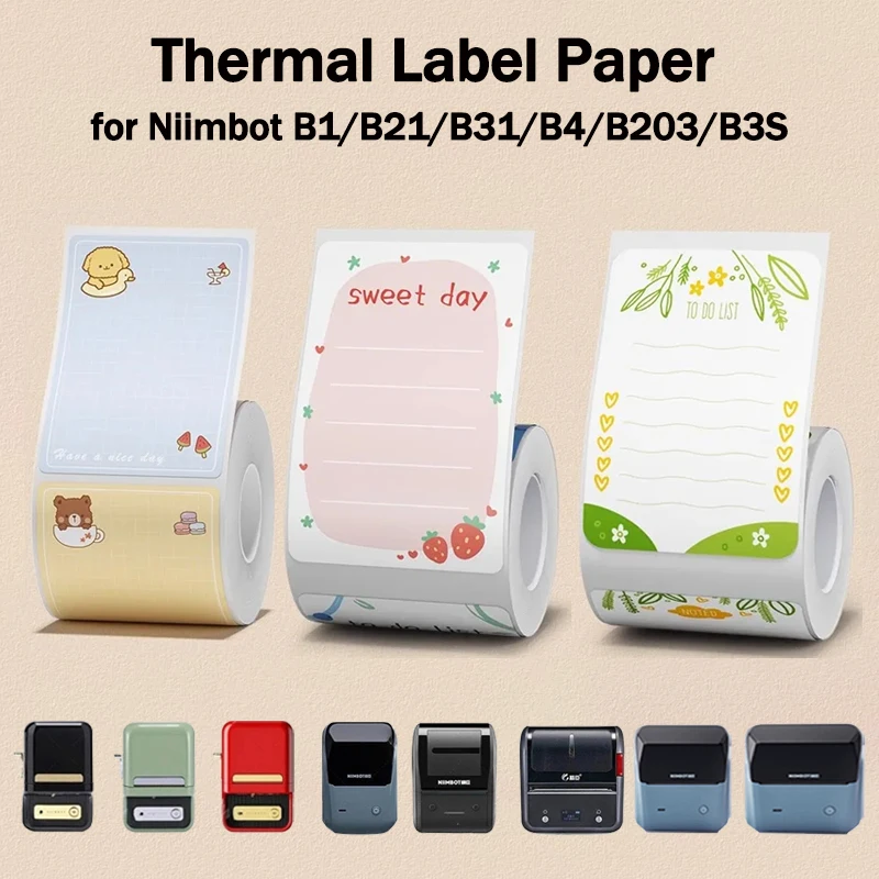

NIIMBOT B1/B21/B31/B4/B203/B3S/B2 Sticky Note Journal Label Print Paper Self-adhesive Creative Cute Memos Notes Message Sticker