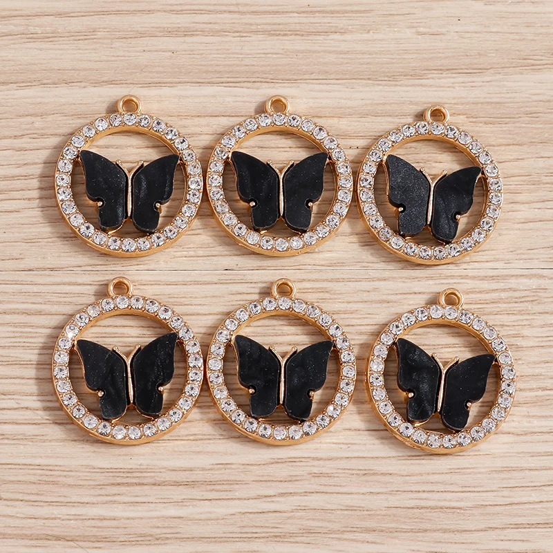 10 Stück 22 x 24 mm niedliche Kristall-Schmetterlings-Anhänger für die Schmuckherstellung, Tropfenohrringe, Halsketten, Armbänder, DIY-Bastelzubehör – Detail 9
