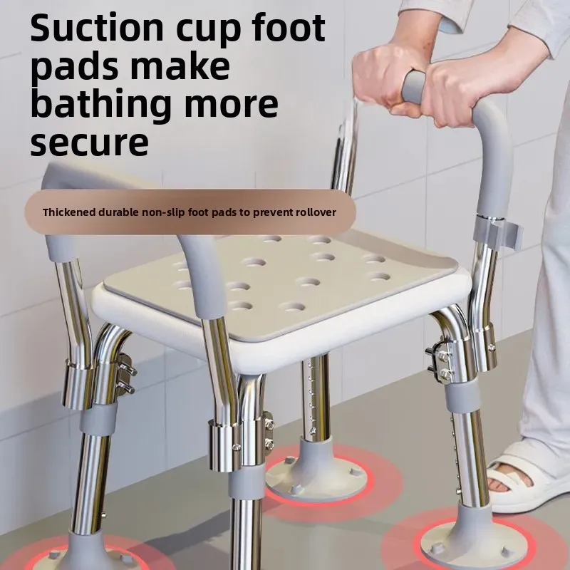 For Elderly Bathing Chair Non Slip Shower Seat with Suction Cups Bathroom Stool Toilet Chair Sitting Bath Safety Aid