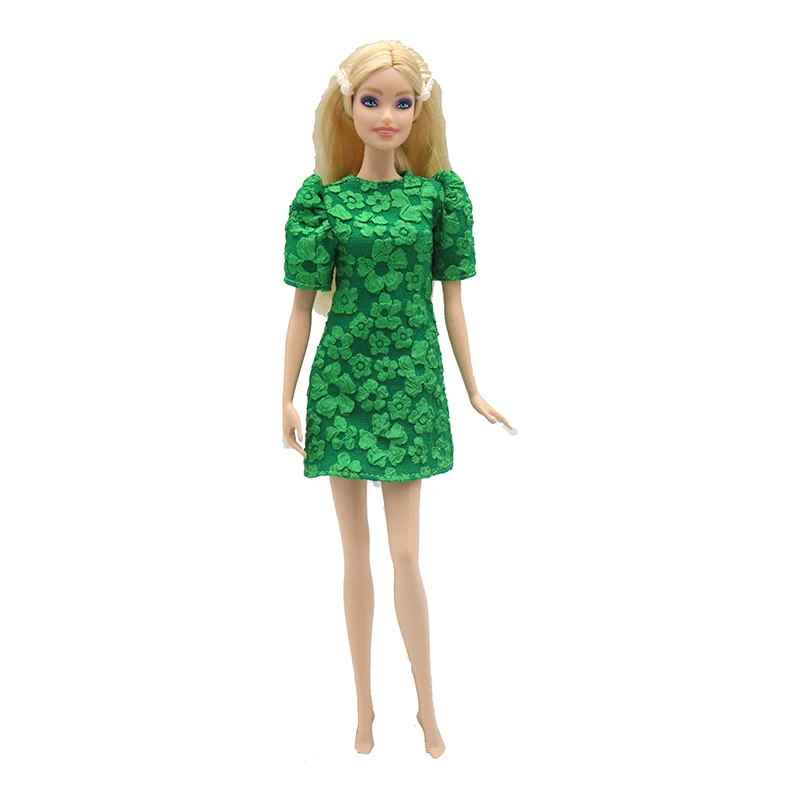 1Pcs Summer Flower Print Dresses Doll Clothes Puff Sleeve Princess Party Dress Outfit for 30cm Doll
