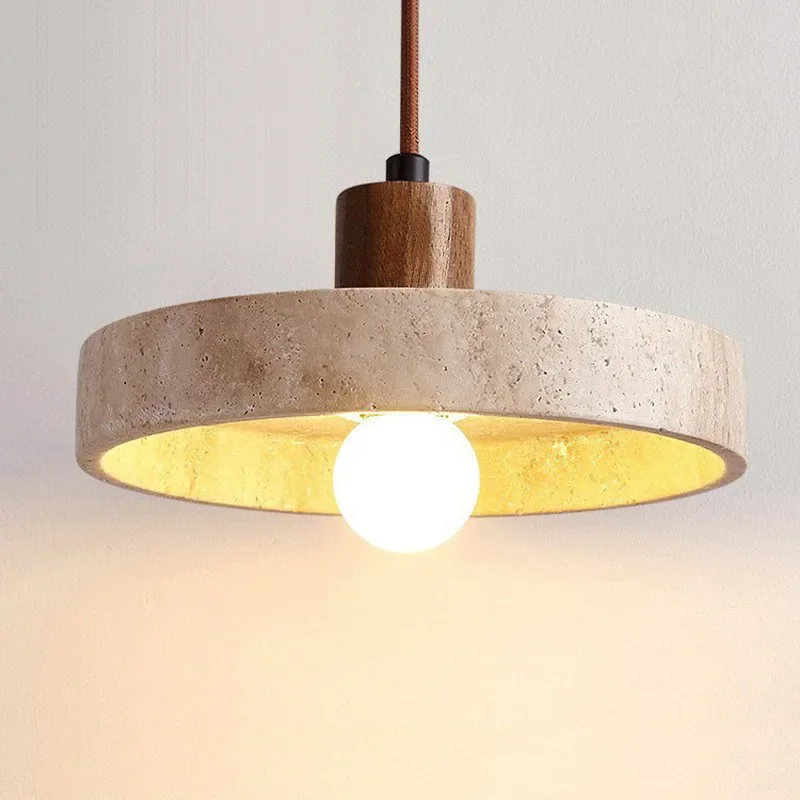 

Yellow Cave Stone Flying Saucer Pendant Light Creamy Style for Bedroom Headboard Bar Counter Study Hanging Line Lamp Home Decor