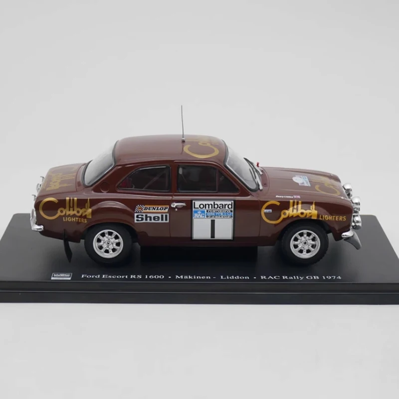 IXO 1:24 Scale Ford Escort RS 1600 WRC 1974 Brown Alloy Car Model Adult Classic Collection Souvenir Static Display Gift Toy