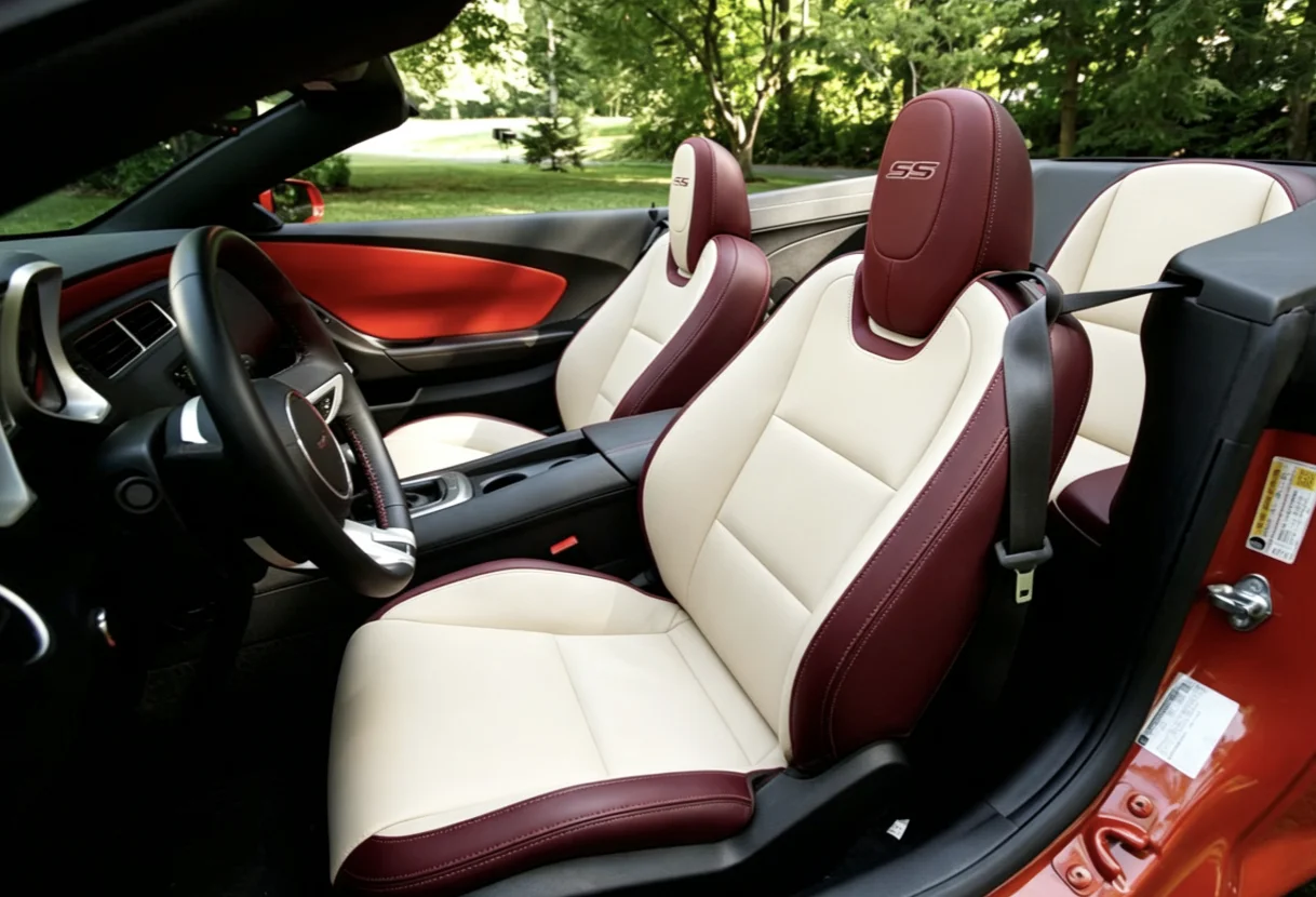 Für Chevrolet Camaro 2011~2015 Maßgefertigte Autositzbezüge Luxuriöses Nappaleder 100% Passgenau Innenausstattung 360 ° Vollständige Abdeckung – Detail 10