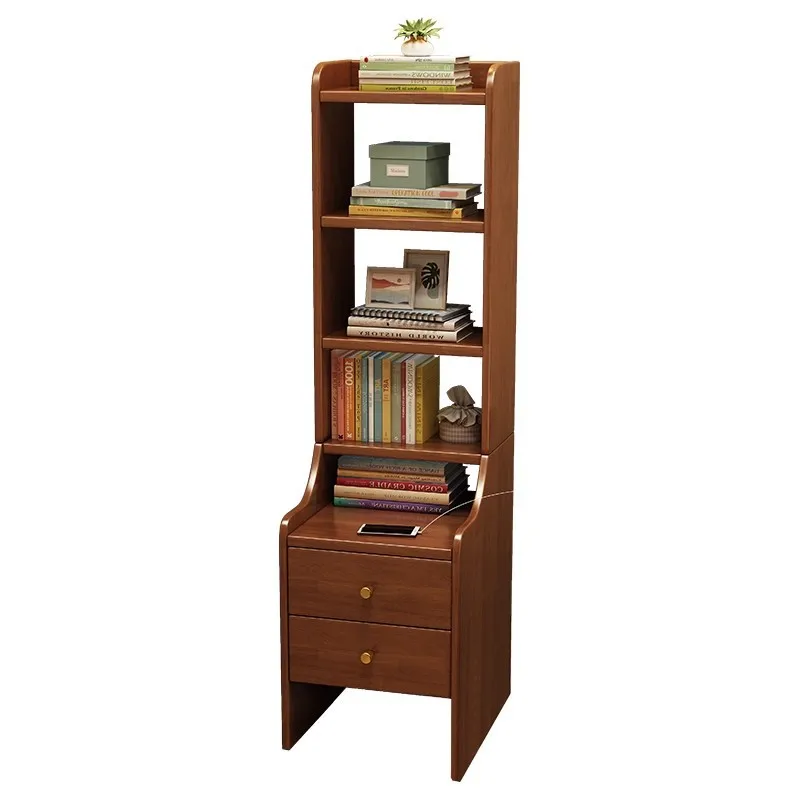 

Прикроватная тумбочка из массива дерева с полкой для книг, встроенный простой бытовой многослойный шкафчик для маленькой квартиры, прикроватная тумбочка для хранения