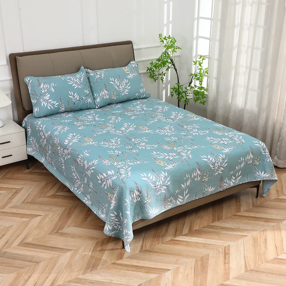 3-Pieces Cotton Printed Quilt Set Queen Size American Bedspread Coverlets All Season Bedding Set Home Decor Blanket for Bed