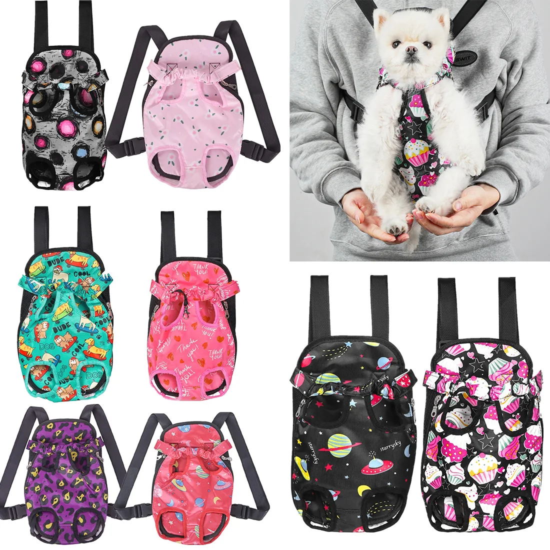 

1PC Breathable Pet Carrier Bag Outdoor Small Dog Backpack Double Shoulder Four-legged Cat Bag Comfortable Travel for Pets