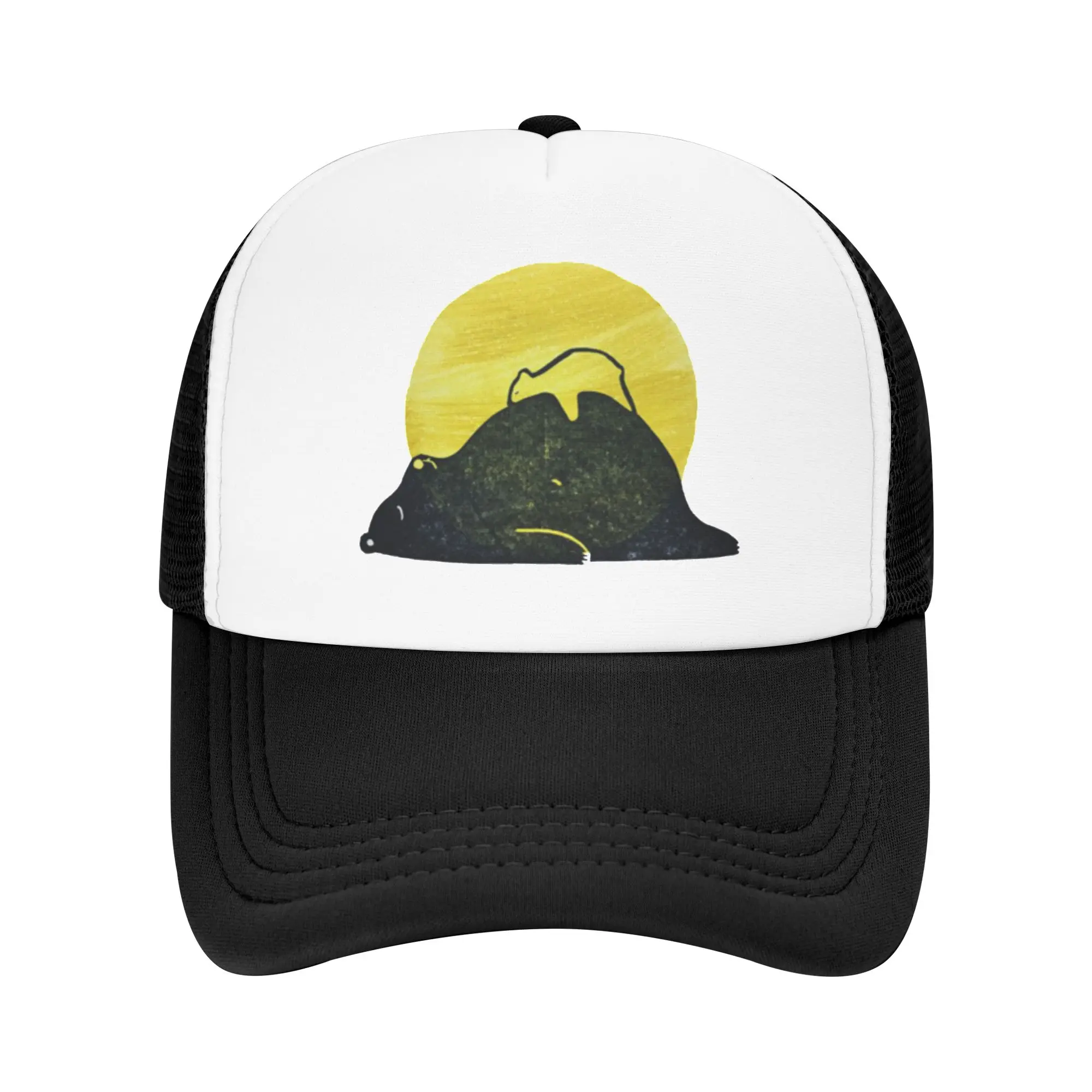 Mommy Bear Baby Bear Animal Yellow Moon Pool Party Mesh Baseball Caps Women  High-end Male Beach Dad Hats Peaked Cap