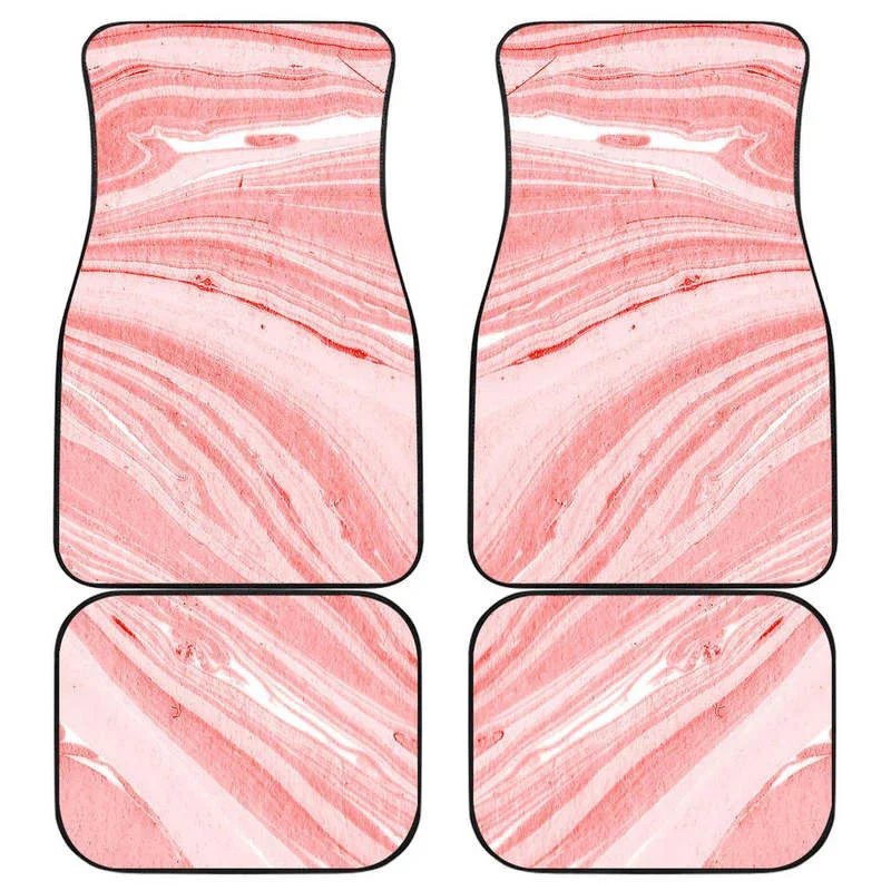 

Pink Liquid Marble Print Front And Back Car Floor Mats Heavy Carpet Front And Rear Full Set 4PCs Pack