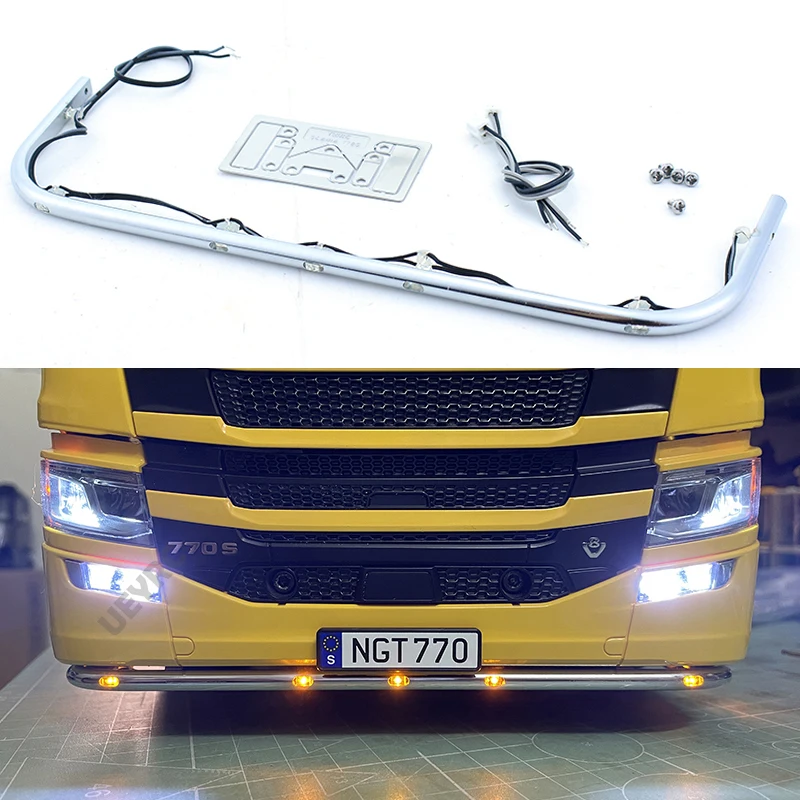 RC Truck LED Simulation Front Bottom Light Chin Lamp for 1/14 Tamiya SCANIA 770S 6X4 56368 8X4 56371 Car Upgrade Accessories