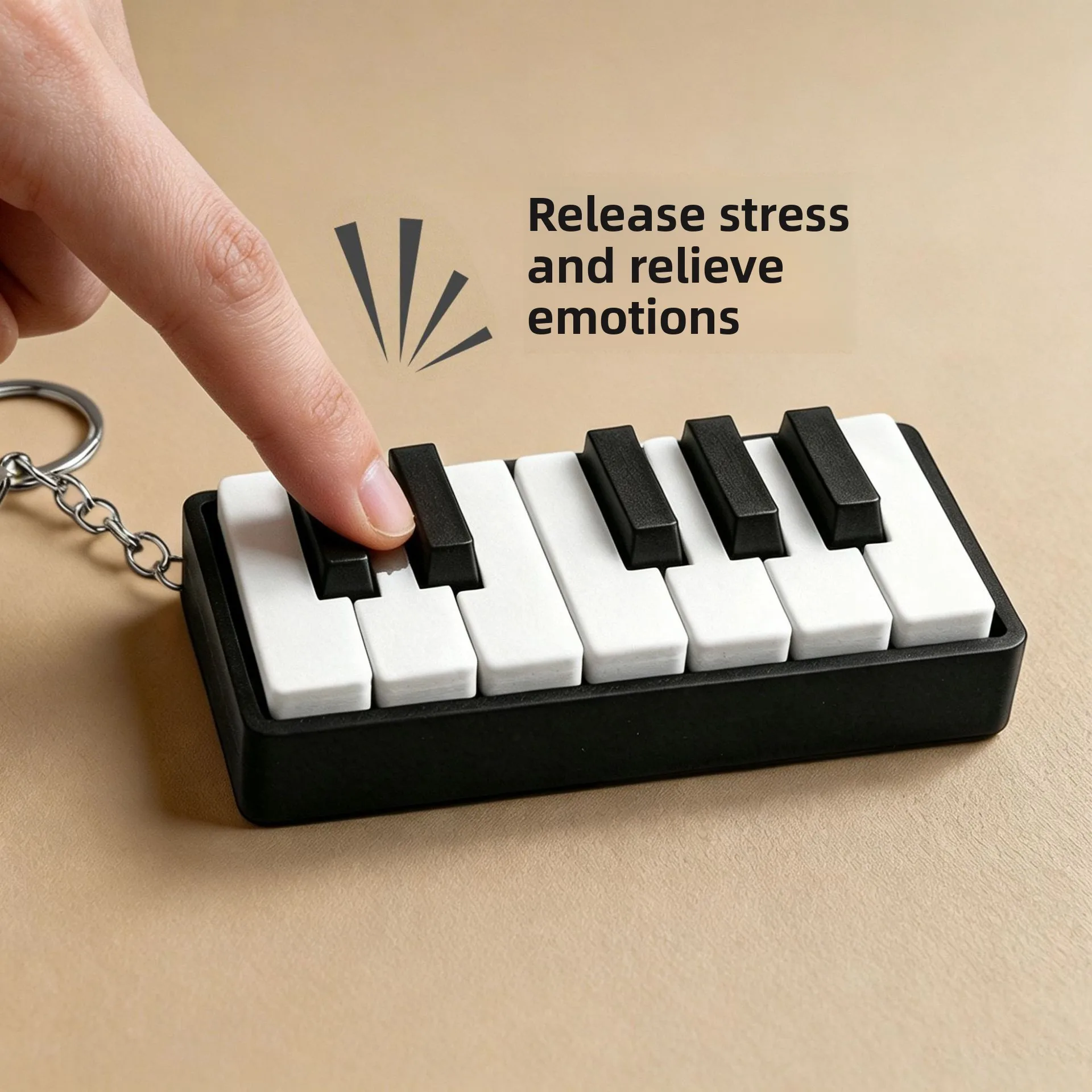 3D Printed Piano Keyboard Clicker Piano Keys Click Press Keychain Pendant Stress Relief Gadget Desk Decoration Decompression Toy