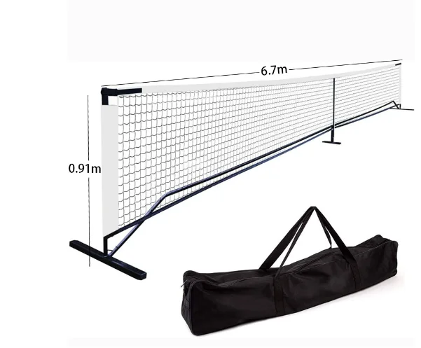 Tragbarer Pickleball-Schlägerrahmen für den Außenbereich mit strapazierfähigem 6,7-m-Netz für Training und Unterhaltung, 16 mm Dicke