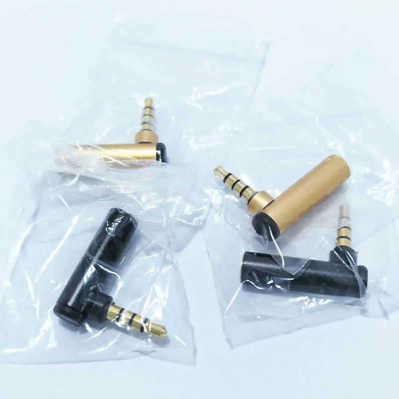 90 Degree 3.5mm Male To Female Audio Converter Adapter Connector L Type Stereo Earphone Microphone Jack Plug BLACK GOLD