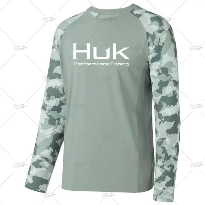 HUK Fishing Shirt Men Sun Protection Long Sleeve Shirt Summer UPF50 Quick Dry Breathable Fishing Clothes Anti-UV Fishing T-Shirt