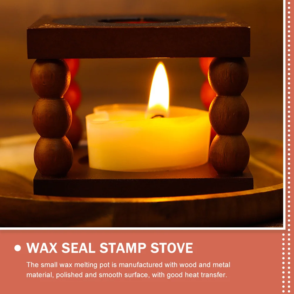

Small Melting Pot Wood Metal Heat Resistant Sealing Stove For Diy Seal Stamps Transfer Envelope Decoration Gift Kit