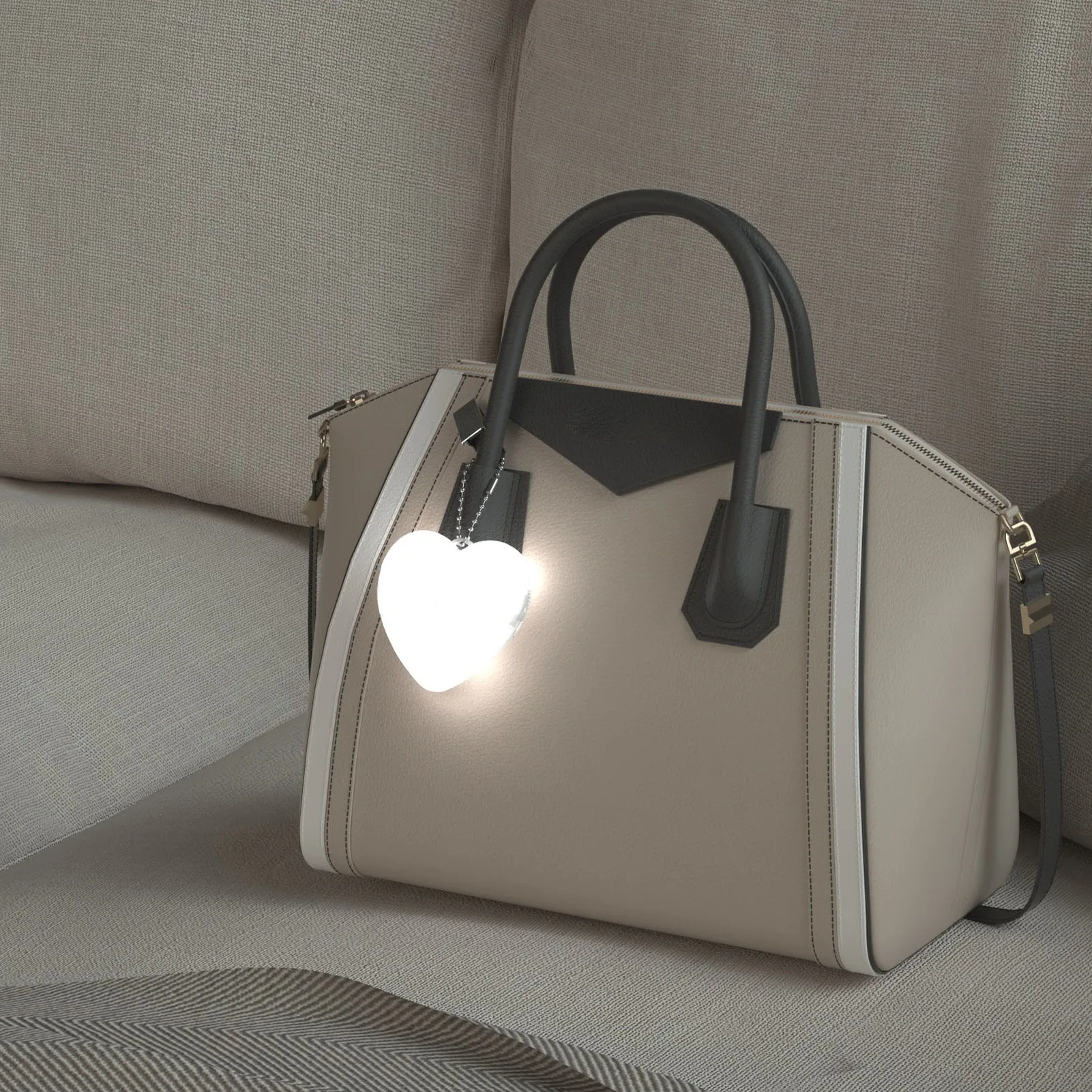 Portable Handbag Light Rechargeable Heart Shape Touch Activated LED Purse Light for Keychain Backpack Luggage