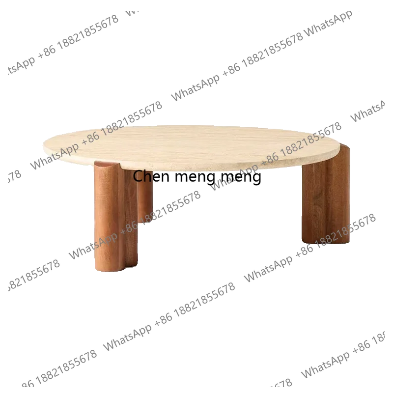 Retro wabi sabi wind round natural travertine coffee table marble living room home bed and breakfast