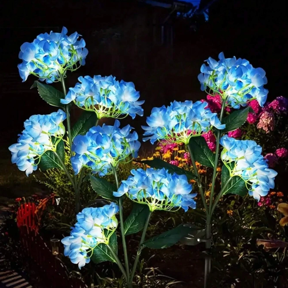 

1PC Solar Blue Hydrangea Flower Outdoor Lights, IP65 Waterproof LED Garden Stake Lights, for Yard Pathway Patio Decor
