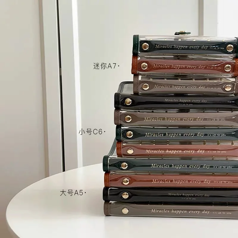 A5/A7 Korean transparent loose-leaf Notebook Travel business planner Notepad Binder Journal Planner Carry around Office Diary