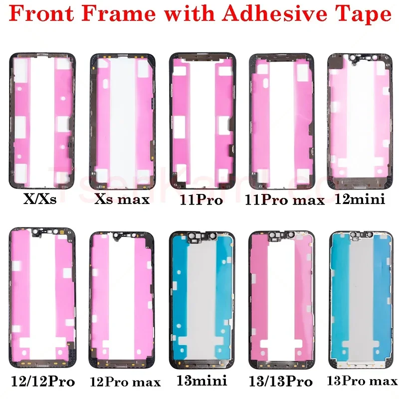 10Pcs LCD Screen Middle Chassis for iPhone 14 Pro Max 12 13 mini 11 Pro Max X Xs max Middle Frame Bezel Screen Frame With Tape