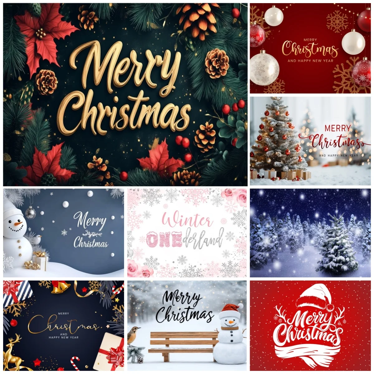 

Зимние рождественские украшения фоны для фотографий ретро красный настраиваемый текст снеговик день рождения детский душ фоны