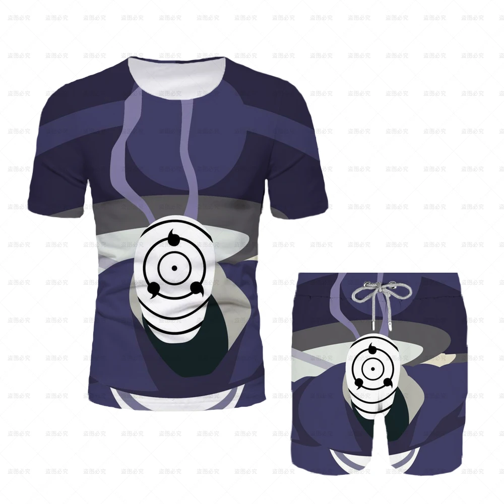 

Japanese Cartoon Adult O-Neck 2025 New T-shirt Men Casual Top Shorts Two-piece Set Summer Boy Fashion Cartoon T-shirt