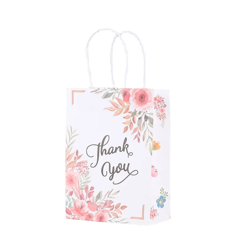 

12/24/48pcs Kraft Paper Thank You Portable Gift Bags Wedding Party Candy Gifts Packaging for Guests Shopping Clothes Tote Bag