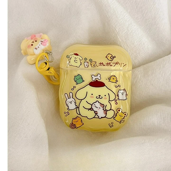 Urocze etui ochronne z breloczkiem do kluczy dla Apple AirPods 4 3 1 Pro 2, bezprzewodowe słuchawki Bluetooth, pokrowiec na słuchawki, torba na słuchawki