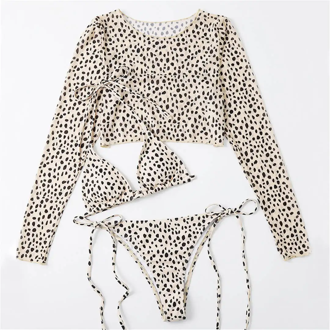 S-XXL, Bikini mit Leopardenmuster, langärmelig, Damen-Badebekleidung, dreiteiliges Bikini-Set, Badeanzug, Badebekleidung, Modell V3193SW. – Detail 39