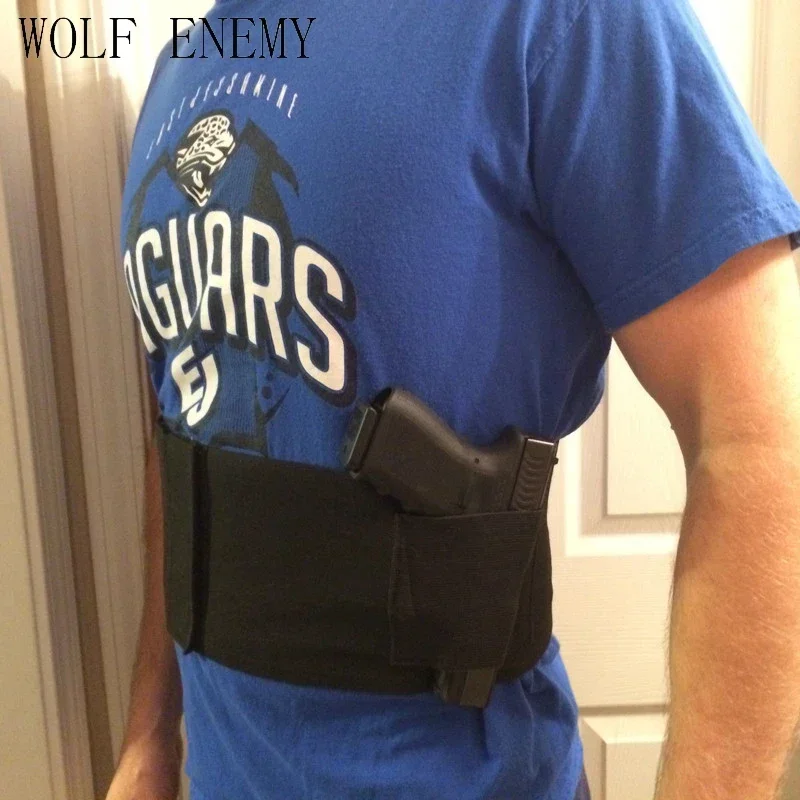

Tactical Adjustable Belly for Band Waist Pistol Gun Holster with Double Magazine Pouches Gun Hunting Bag Belt