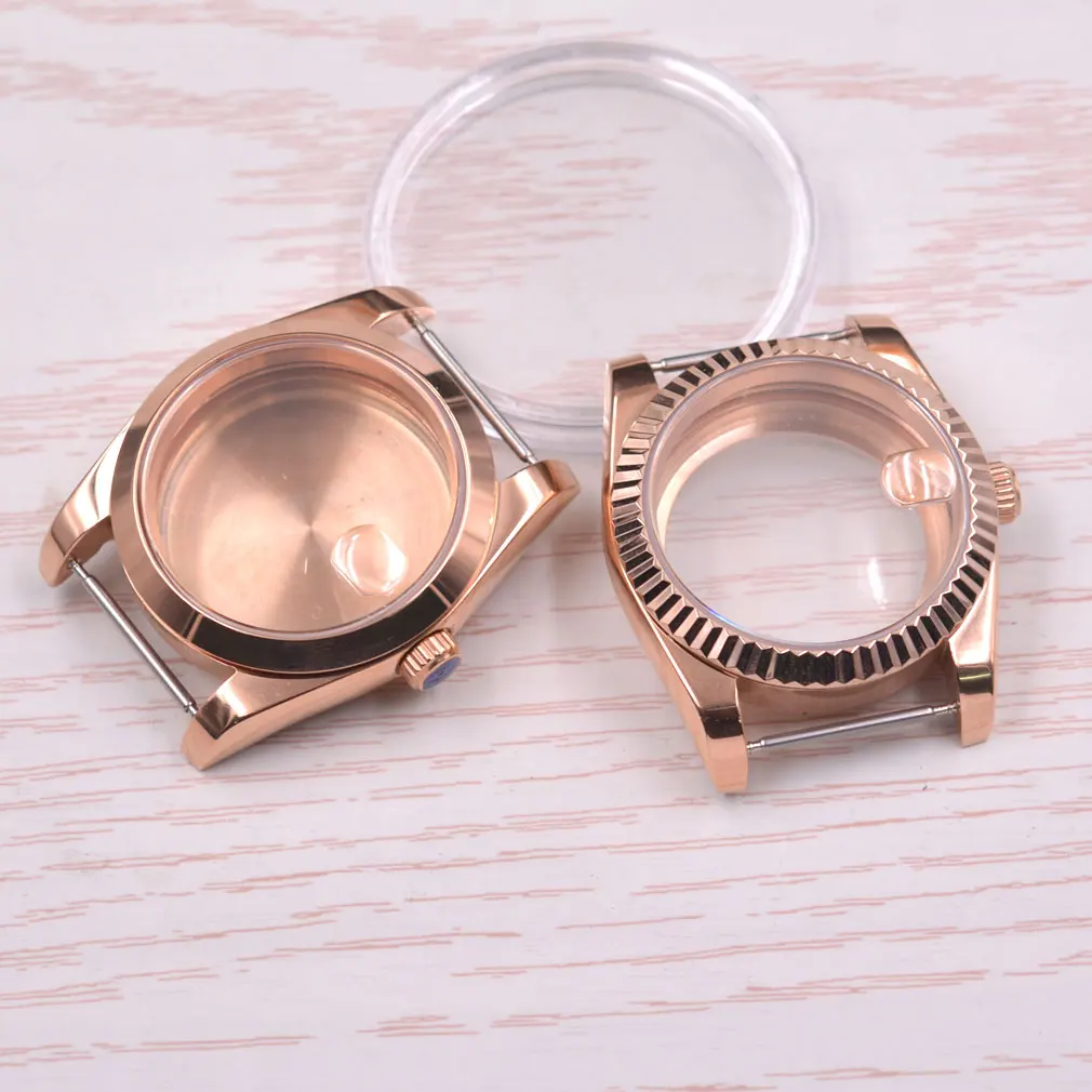 

36mm/39mm NH35 Case Sapphire Glass Stainless Steel Rose Gold PVD Watch Case for Datejust NH36 Automatic Movement Accessories