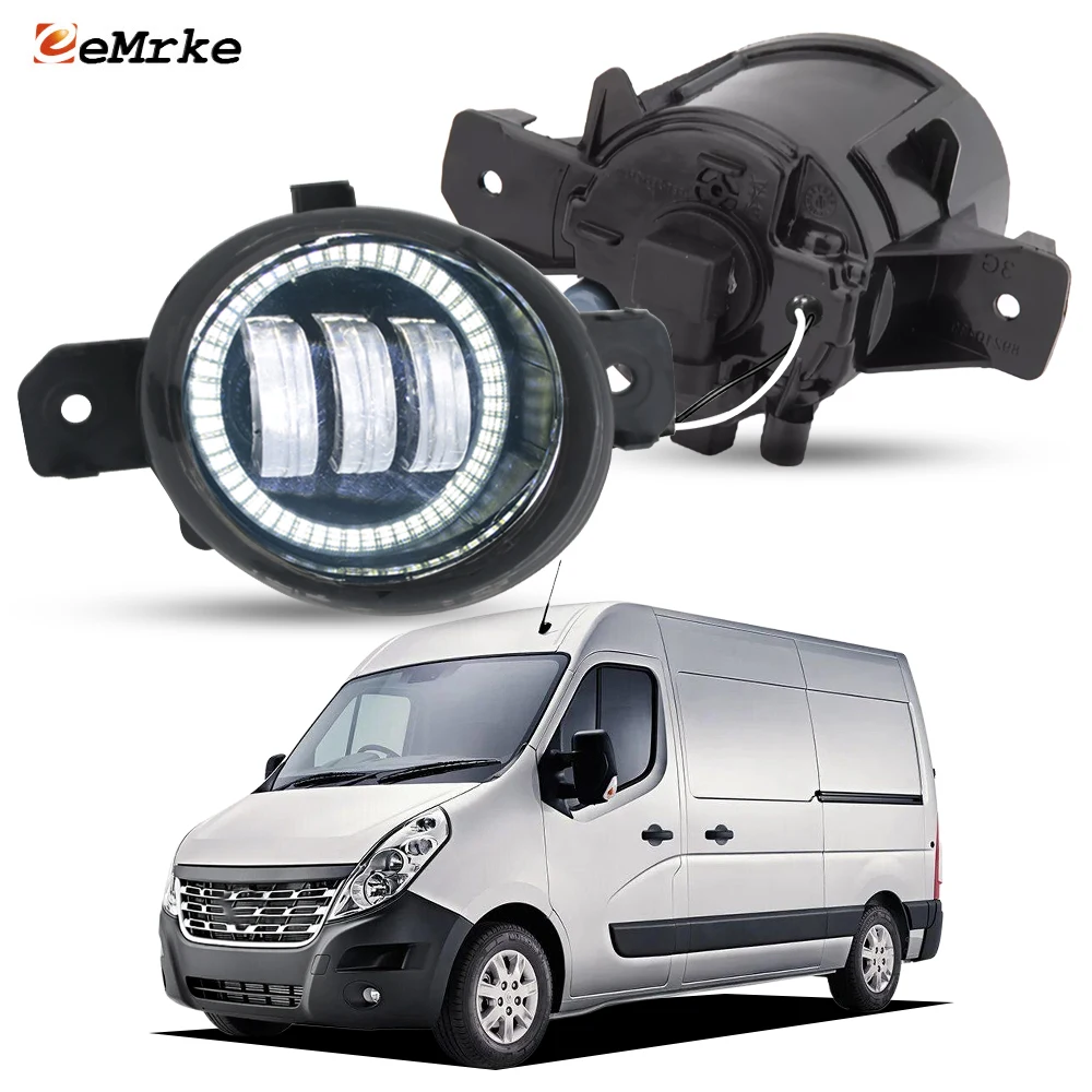 OEM Style LED Fog Lamp Angel Eye DRL For Nissan NV400 / Renault Master MK3 2011-2020 Front Fog Driving Lights with Halogen Bulbs
