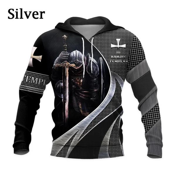 Herren Ritter Templer 3d gedruckt Hoodie lustige Mode lässige Persönlichkeit Hip Hop Langarm coolen Pullover