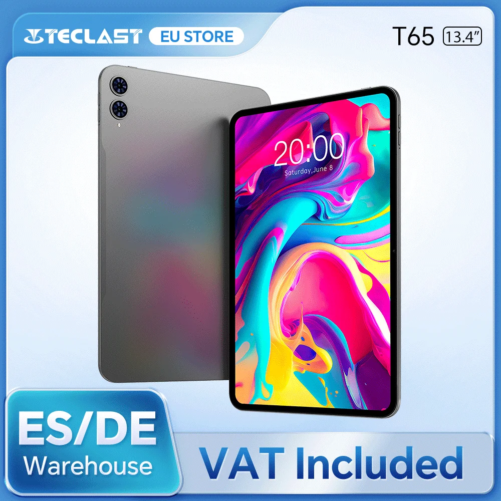 Tablet Teclast T65 Android 16, Pantalla de 13,4 Pulgadas 120Hz, T7280 Octa-Core, Máx. 26GB RAM, 128GB ROM (hasta 1TB), 4G LTE, 8000mAh, Widevine L1
