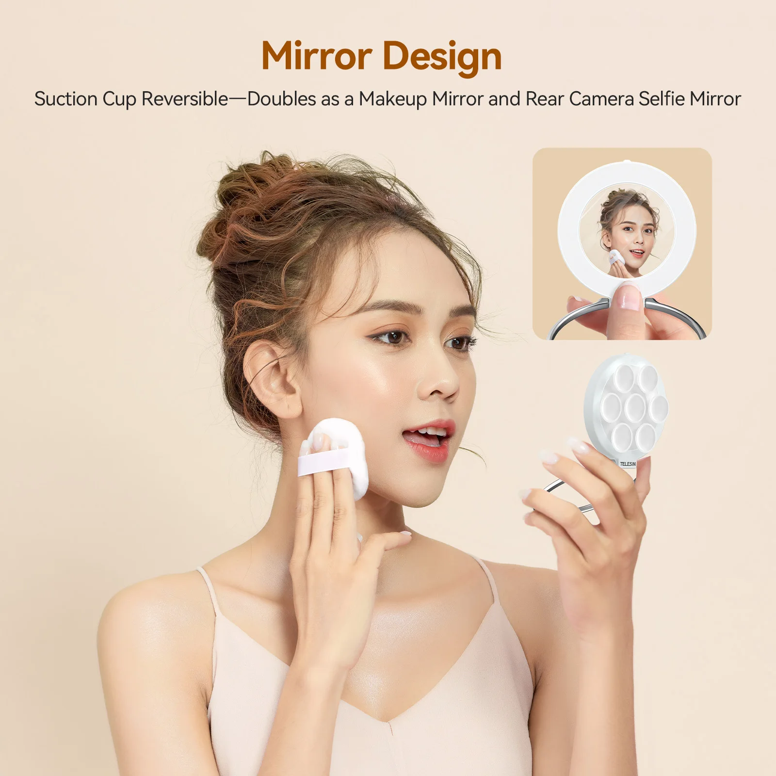 TELESIN Magnetic Phone Grip Stand Phone Suction Cup Hands-Free Mirror Shower Multifunction Phone Holder For iPhone Android