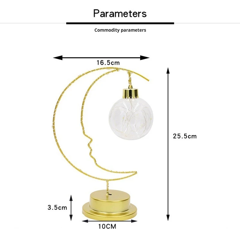 2024 New Christmas Decoration Star Designed LED Light Moon Shape Indoor Ornament Small LED Night Lamp Heart  Iron Material